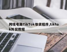 跨境电商TikTok带货程序,tiktok外贸教程