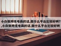小白做跨境电商的话,做什么平台比较好啊?,小白做跨境电商的话,做什么平台比较好啊