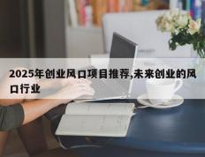 2025年创业风口项目推荐,未来创业的风口行业