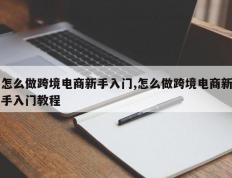 怎么做跨境电商新手入门,怎么做跨境电商新手入门教程