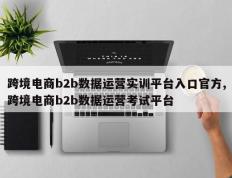 跨境电商b2b数据运营实训平台入口官方,跨境电商b2b数据运营考试平台