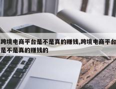 跨境电商平台是不是真的赚钱,跨境电商平台是不是真的赚钱的