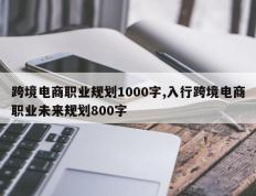 跨境电商职业规划1000字,入行跨境电商职业未来规划800字